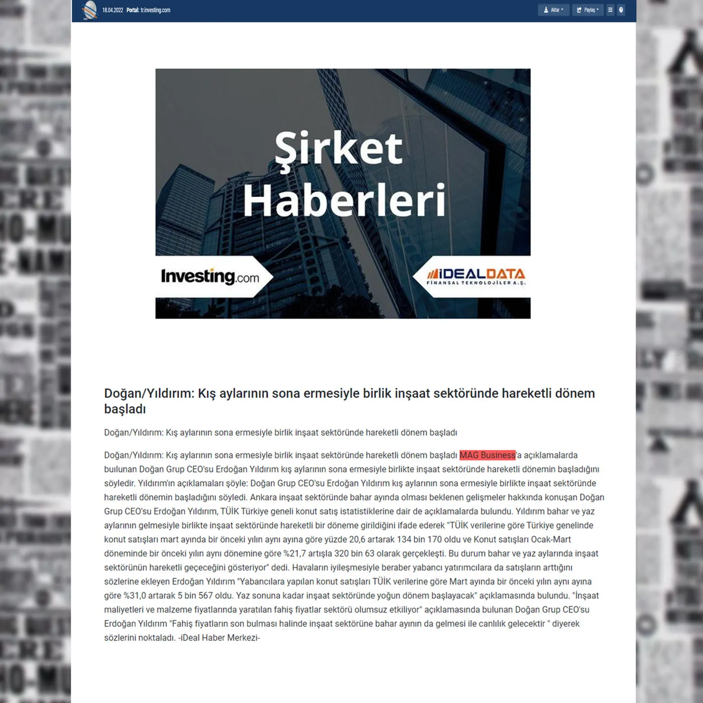 Investing.com haber küpürü